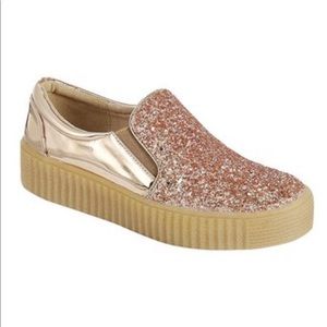 Moca Rose Gold Glitter slip on Sneakers